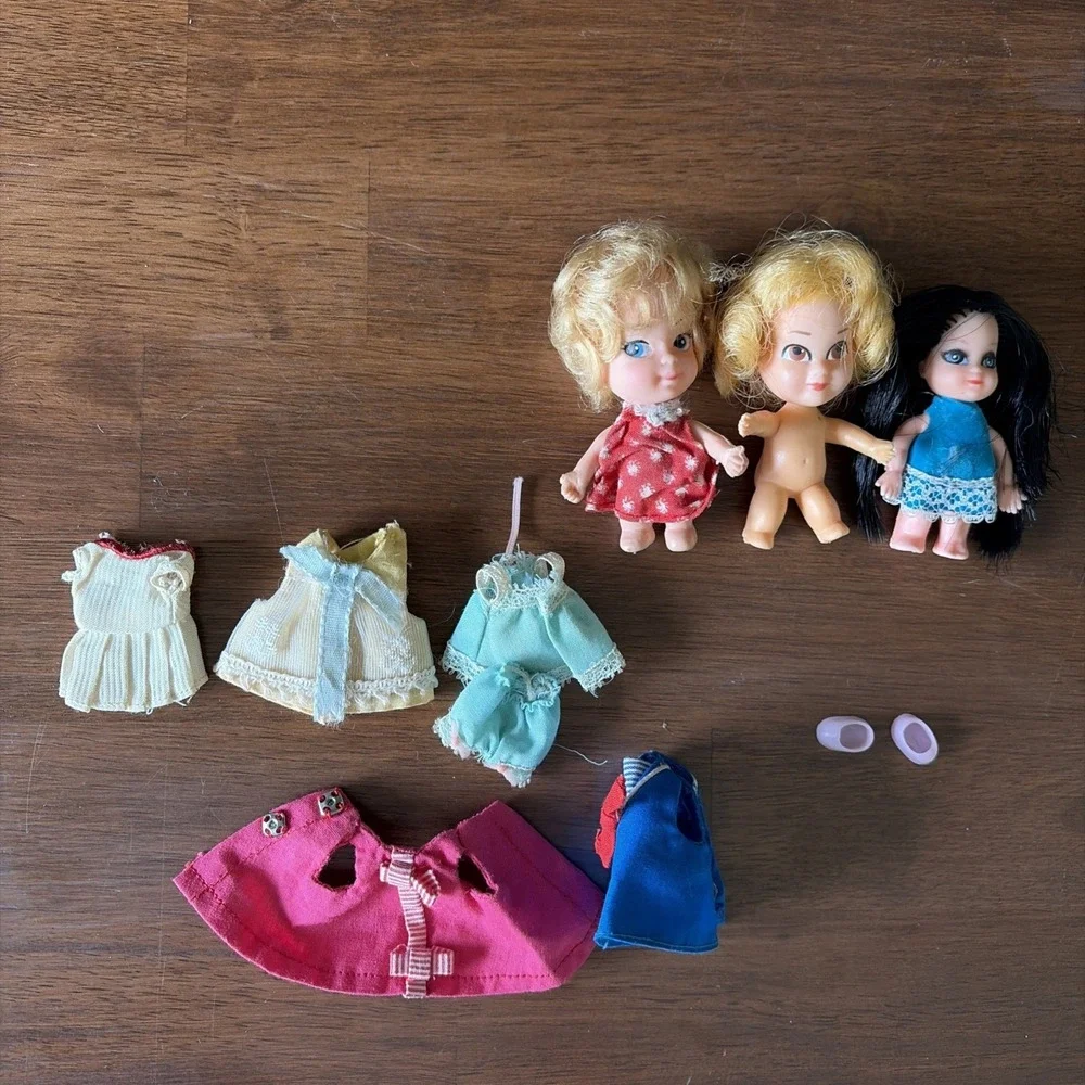 Mattel Liddle Kiddles Kologne Dolls Lot of 3 - Vintage 1960's With Accessories